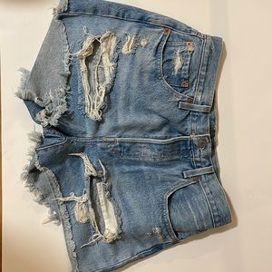 Levi’s 501 High Waisted Ripped Shorts